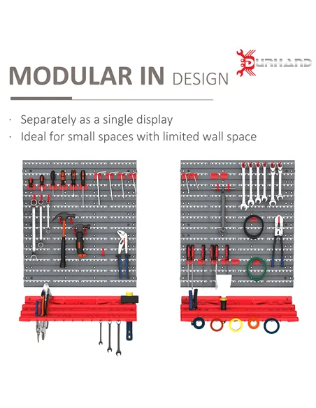 DURHAND 54 Pcs On-Wall Tool Equipment Holding Pegboard Home DIY Garage Organiser DIY w/ 50 Pegs 2 Shelves