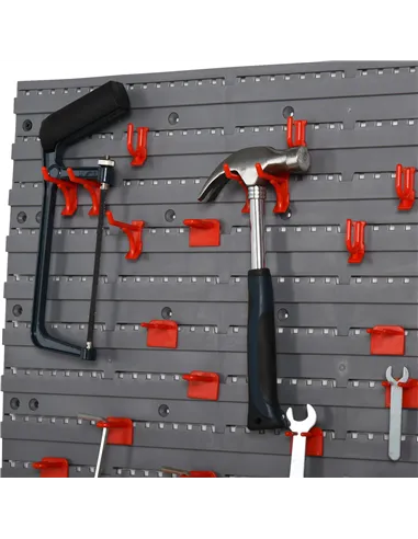 DURHAND 54 Pcs On-Wall Tool Equipment Holding Pegboard Home DIY Garage Organiser DIY w/ 50 Pegs 2 Shelves