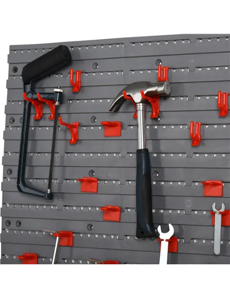 DURHAND 54 Pcs On-Wall Tool Equipment Holding Pegboard Home DIY Garage Organiser DIY w/ 50 Pegs 2 Shelves