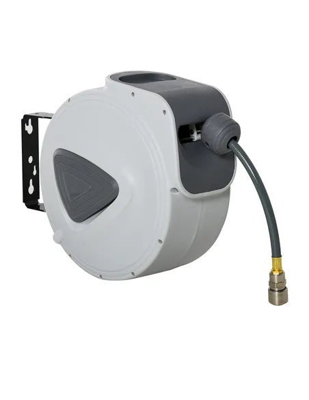 DURHAND Retractable Air Hose Reel 15m+ 140cm Hose Diameter 3/ 8" 9.5mm, Hose Connector 1/ 4" BSP, Wall Mount Auto Rewind Hose- R