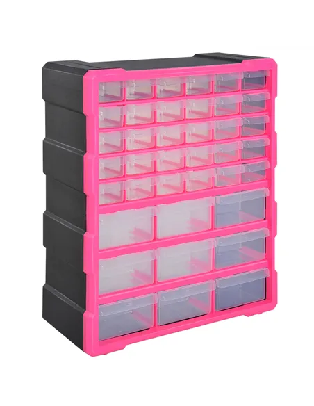DURHAND 39 Drawers Parts Organiser Wall Mount Tools Storage Cabinet Small Nuts Bolts Garage Clear