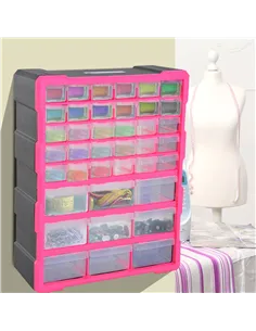 DURHAND 39 Drawers Parts Organiser Wall Mount Tools Storage Cabinet Small Nuts Bolts Garage Clear 2