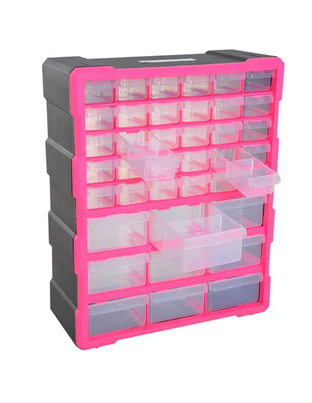DURHAND 39 Drawers Parts Organiser Wall Mount Tools Storage Cabinet Small Nuts Bolts Garage Clear