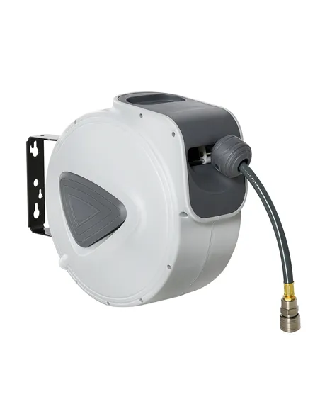 DURHAND Retractable Air Hose Reel 10m+ 90cm Hose Diameter 3/ 8" 9.5mm, Hose Connector 1/ 4" BSP, Wall Mount Auto Rewind Hose- Re