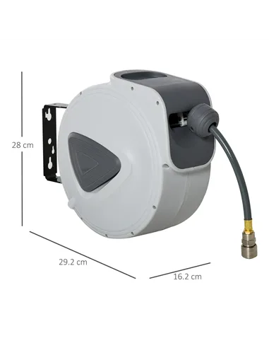 DURHAND Retractable Air Hose Reel 10m+ 90cm Hose Diameter 3/ 8" 9.5mm, Hose Connector 1/ 4" BSP, Wall Mount Auto Rewind Hose- Re