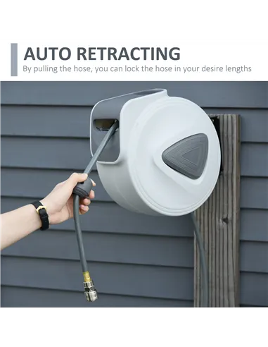 DURHAND Retractable Air Hose Reel 10m+ 90cm Hose Diameter 3/ 8" 9.5mm, Hose Connector 1/ 4" BSP, Wall Mount Auto Rewind Hose- Re