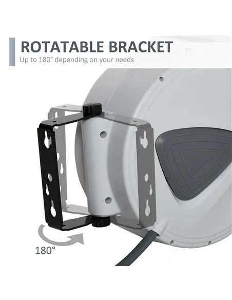 DURHAND Retractable Air Hose Reel 10m+ 90cm Hose Diameter 3/ 8" 9.5mm, Hose Connector 1/ 4" BSP, Wall Mount Auto Rewind Hose- Re
