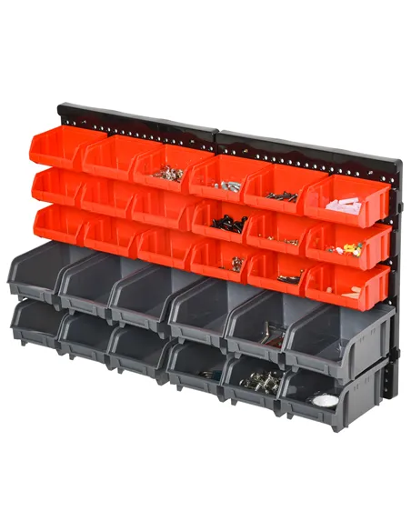 DURHAND 30 Cubbie On-Wall Storage Board Tool Screw Organiser Garage Workshop DIY Container w/ Screw Kit Tool Equipment Tidy