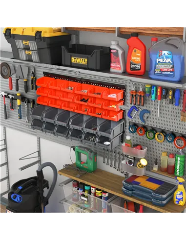 DURHAND 30 Cubbie On-Wall Storage Board Tool Screw Organiser Garage Workshop DIY Container w/ Screw Kit Tool Equipment Tidy