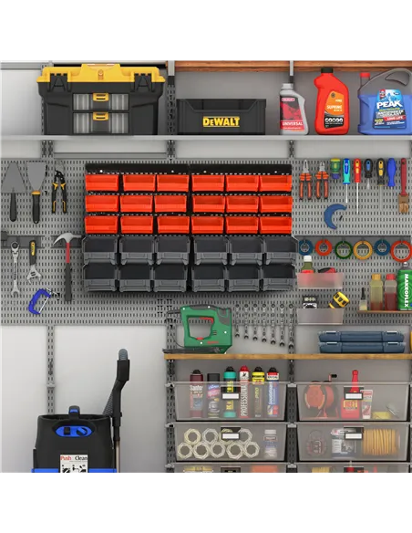 DURHAND 30 Cubbie On-Wall Storage Board Tool Screw Organiser Garage Workshop DIY Container w/ Screw Kit Tool Equipment Tidy