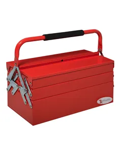 DURHAND Metal Tool Box 3 Tier 5 Tray Professional Portable Storage Cabinet Workshop Cantilever Toolbox with Carry Handle, 45cmx2