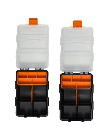 DURHAND Set Of 4 Plastic DIY Tool Storage Boxes w/ Inside Dividers Locking Lids Home Garage Organisation Stacking Arts Crafts Bo