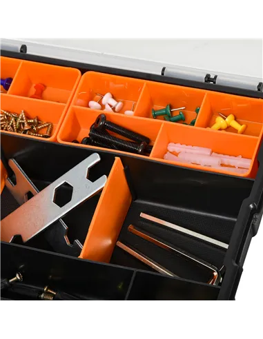 DURHAND Set Of 4 Plastic DIY Tool Storage Boxes w/ Inside Dividers Locking Lids Home Garage Organisation Stacking Arts Crafts Bo