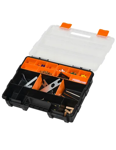 DURHAND Set Of 4 Plastic DIY Tool Storage Boxes w/ Inside Dividers Locking Lids Home Garage Organisation Stacking Arts Crafts Bo