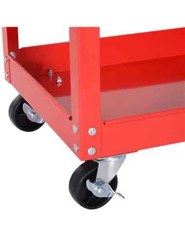 DURHAND 3-Tier Tool Trolley Cart Storage Shelf Roller Cabinet DIY Box Garage Workshop with Drawer Red