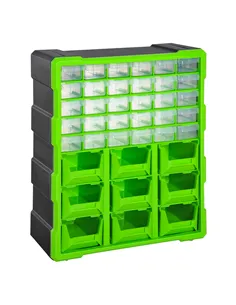 DURHAND Plastic 39 Drawer Parts Organiser Wall Mount Storage Cabinet Garage Small Nuts Bolts Tool Clear