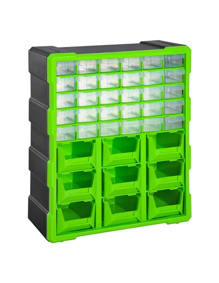 DURHAND Plastic 39 Drawer Parts Organiser Wall Mount Storage Cabinet Garage Small Nuts Bolts Tool Clear