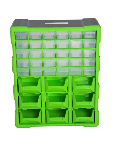 DURHAND Plastic 39 Drawer Parts Organiser Wall Mount Storage Cabinet Garage Small Nuts Bolts Tool Clear