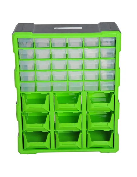 DURHAND Plastic 39 Drawer Parts Organiser Wall Mount Storage Cabinet Garage Small Nuts Bolts Tool Clear
