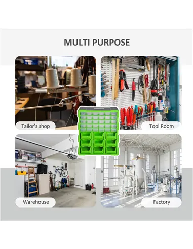 DURHAND Plastic 39 Drawer Parts Organiser Wall Mount Storage Cabinet Garage Small Nuts Bolts Tool Clear