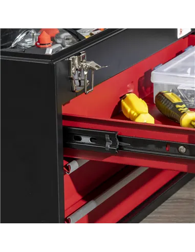 DURHAND 3 Drawer Tool Chest, Lockable Metal Tool Box with Ball Bearing Runners, Portable Toolbox, 510mm x 220mm x 320mm, Black