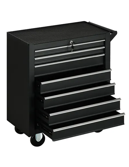 DURHAND 7-Drawer Rolling Tool Chest on Wheels, Lockable Tool Cabinet with Side Handle, Metal Tool Box Trolley for Garage, Worksh