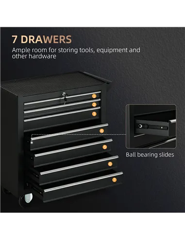 DURHAND 7-Drawer Rolling Tool Chest on Wheels, Lockable Tool Cabinet with Side Handle, Metal Tool Box Trolley for Garage, Worksh