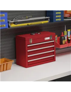 DURHAND Lockable Metal Tool Box, 4 Drawer Tool Chest with Latches, Handle, Ball Bearing Runners, Red 2