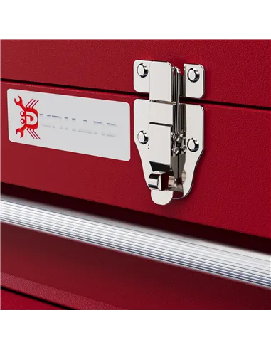 DURHAND Lockable Metal Tool Box, 4 Drawer Tool Chest with Latches, Handle, Ball Bearing Runners, Red