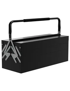 DURHAND 3 Tier Metal Toolbox, 5 Tray Professional Portable Tool Box with Carry Handle for Workshop, 56cmx20cmx34cm, Black