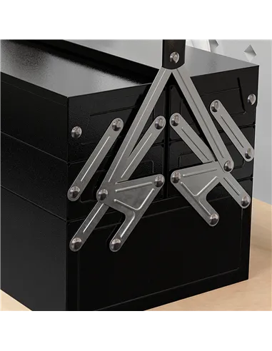 DURHAND 3 Tier Metal Toolbox, 5 Tray Professional Portable Tool Box with Carry Handle for Workshop, 56cmx20cmx34cm, Black