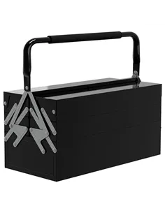 DURHAND 3 Tier Metal Toolbox, 5 Tray Professional Portable Tool Box with Carry Handle for Workshop, 45cmx20cmx34.5cm, Black