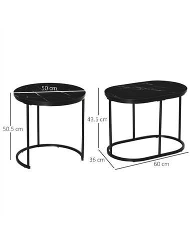 HOMCOM Marble-Effect Nest of Tables - Black/White