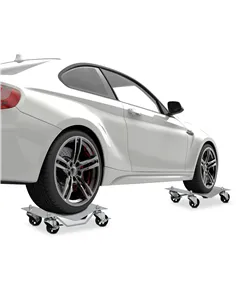 DURHAND Two-Piece Car Wheel Dolly with Swivel Casters, Non-Slip Metal Plates, 680kg Capacity, Grey 2