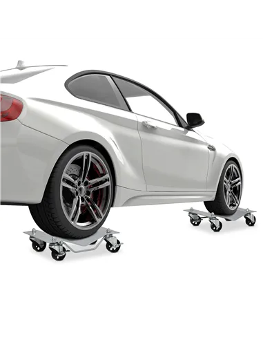 DURHAND Two-Piece Car Wheel Dolly with Swivel Casters, Non-Slip Metal Plates, 680kg Capacity, Grey