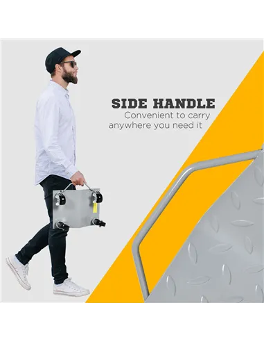 DURHAND Two-Piece Car Wheel Dolly with Swivel Casters, Non-Slip Metal Plates, 680kg Capacity, Grey