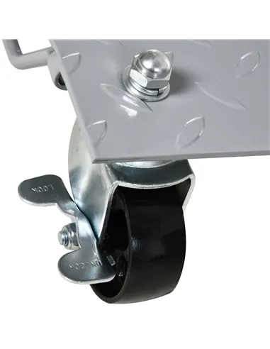 DURHAND Two-Piece Car Wheel Dolly with Swivel Casters, Non-Slip Metal Plates, 680kg Capacity, Grey