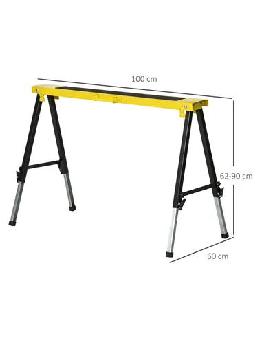 DURHAND 2PCS Saw Horse Twin Pack Folding Workbench Adjustable Metal Trestle Stands with Non-slip EVA Surface for Sawing Work Max