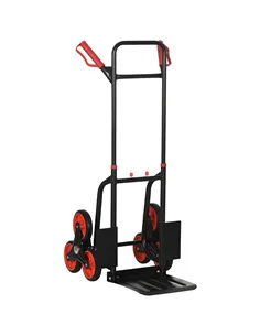 DURHAND Steel Folding Hand Truck, Heavy Duty Foldable Trolley on Wheels, Multi-Purpose Sack Truck Moving Trolley, 120kg, Red