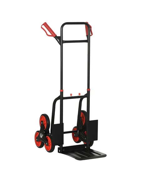 DURHAND Steel Folding Hand Truck, Heavy Duty Foldable Trolley on Wheels, Multi-Purpose Sack Truck Moving Trolley, 120kg, Red