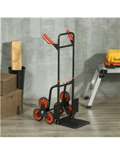 DURHAND Steel Folding Hand Truck, Heavy Duty Foldable Trolley on Wheels, Multi-Purpose Sack Truck Moving Trolley, 120kg, Red 2