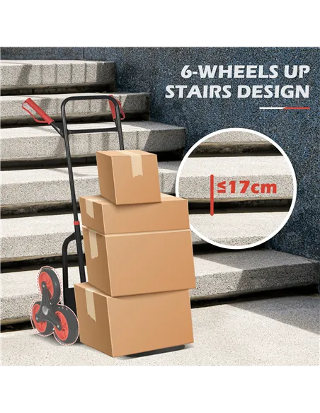 DURHAND Steel Folding Hand Truck, Heavy Duty Foldable Trolley on Wheels, Multi-Purpose Sack Truck Moving Trolley, 120kg, Red