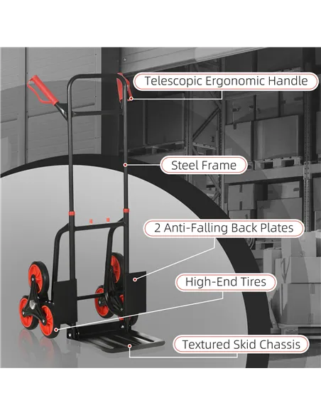 DURHAND Steel Folding Hand Truck, Heavy Duty Foldable Trolley on Wheels, Multi-Purpose Sack Truck Moving Trolley, 120kg, Red