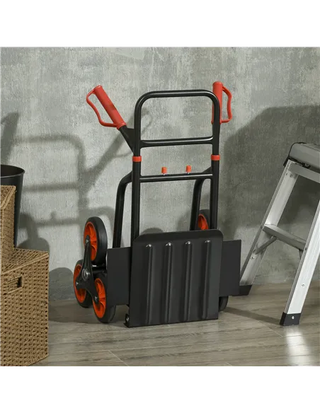 DURHAND Steel Folding Hand Truck, Heavy Duty Foldable Trolley on Wheels, Multi-Purpose Sack Truck Moving Trolley, 120kg, Red