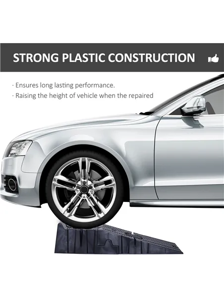 DURHAND 2 Pieces Car Ramps Heavy Duty 2.5 Ton Motorhome Levelling Ramps, Plastic Garage Workshop Car Lift, Portable Automotive V