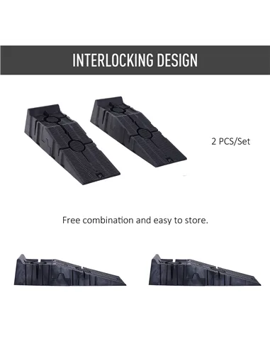 DURHAND 2 Pieces Car Ramps Heavy Duty 2.5 Ton Motorhome Levelling Ramps, Plastic Garage Workshop Car Lift, Portable Automotive V