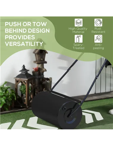 DURHAND Heavy Duty Garden Lawn Roller Push Tow Water Sand Filled 46L Equipment Manual Push Rolling Drum