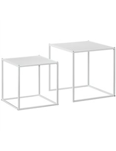 HOMCOM Square Nesting Coffee Table Set of 2, Modern Nest of Tables, Sofa Side Tables with Steel Frame for Living Room, Bedroom, 