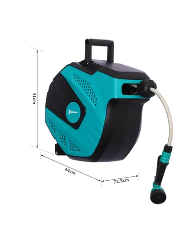 DURHAND 15m Garden Auto Hose Reel Wall Mounted Retractable 7 Patterns Spray Nozzle