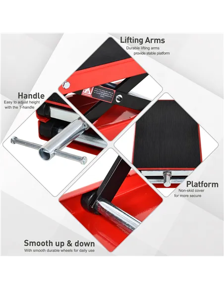 DURHAND 500KG Motorcycle Lift Scissor Jack, Height Adjustable Motorbike Stand with Anti-Slip Wide Deck, Heavy Duty Steel Motorbi